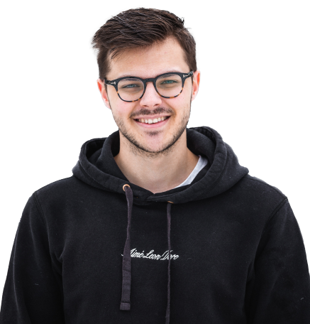 Guy with glasses in a black hoodie.